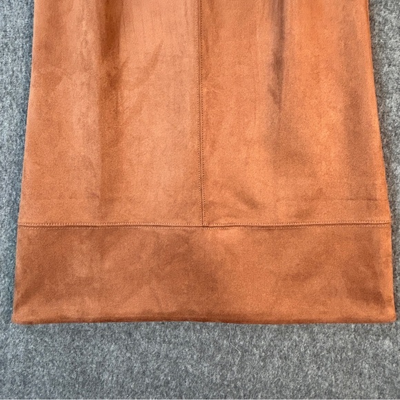 LOFT Dress Womens Petite 6P Brown Faux Suede Sleeveless Shift V-Neck Mini - Picture 4 of 14